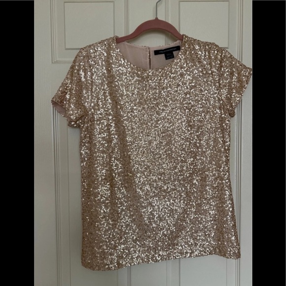 French Connection Tops - French Connection Sequins Top, Light Pink, Size 2, Like New